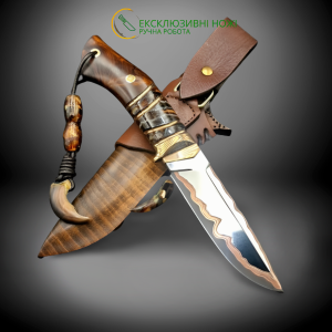 ВЕДМЕЖИЙ КІГОТЬ ІV ніж ручної роботи майстра Павла Гончаренка, ДІ90МП в ламінаті нержавіючої сталі 95х18 через мідь та латунь, 63 HRC